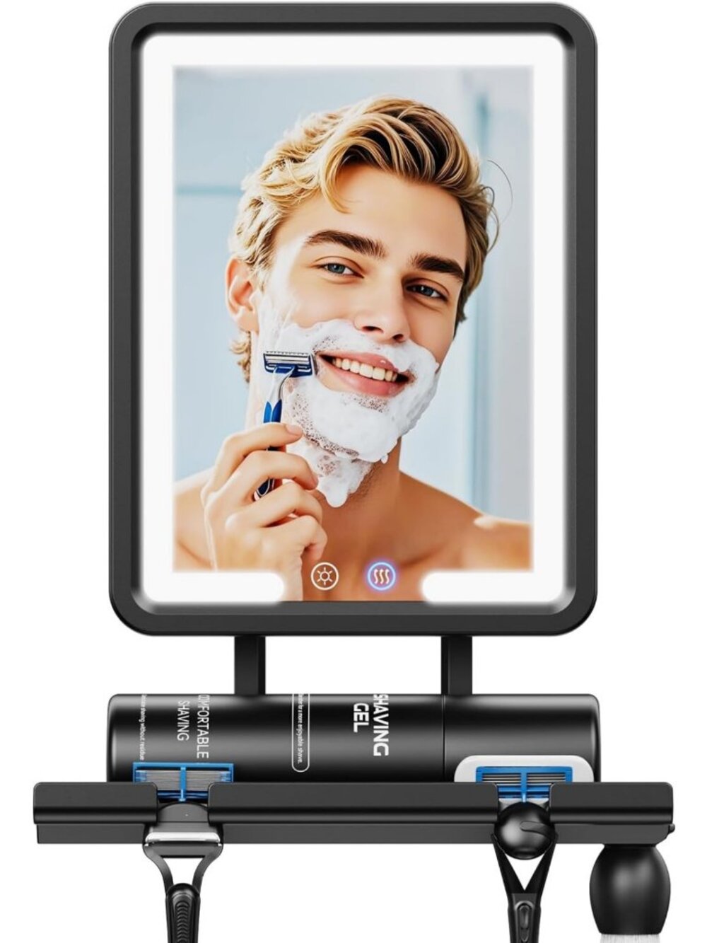 Fogless Heated Shower Mirror for Shaving - Dimmable Lights, Anti-Fog, No-Drill